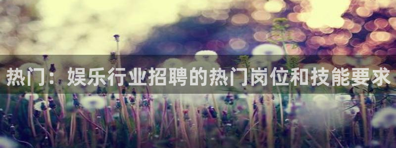 BB贝博艾弗森平台官网版最新：热门：娱乐行业招聘的热门岗位和技能要求