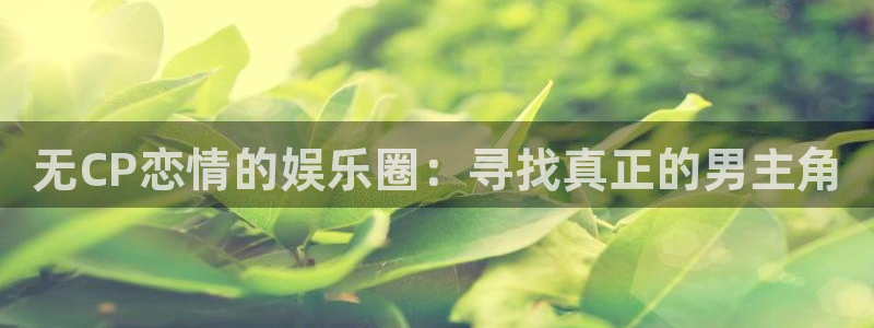 BB贝博艾弗森平台：无CP恋情的娱乐圈：寻找真正的男主角