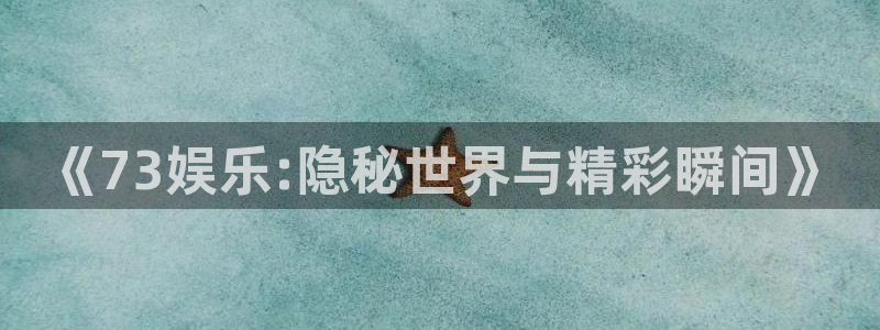 BB贝博艾弗森哪个游戏好爆：《73娱乐:隐秘世界与精彩瞬间》